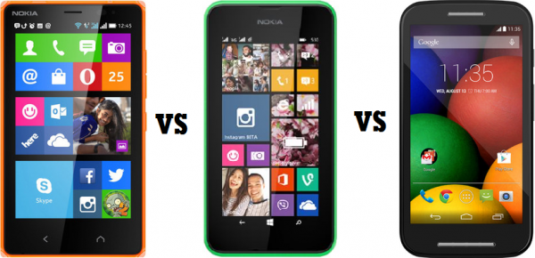 Nokia X2 vs Lumia 530 vs Moto E